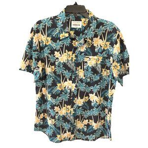 Depart West Men's Large Tropical Print Shirt - Black and Blue